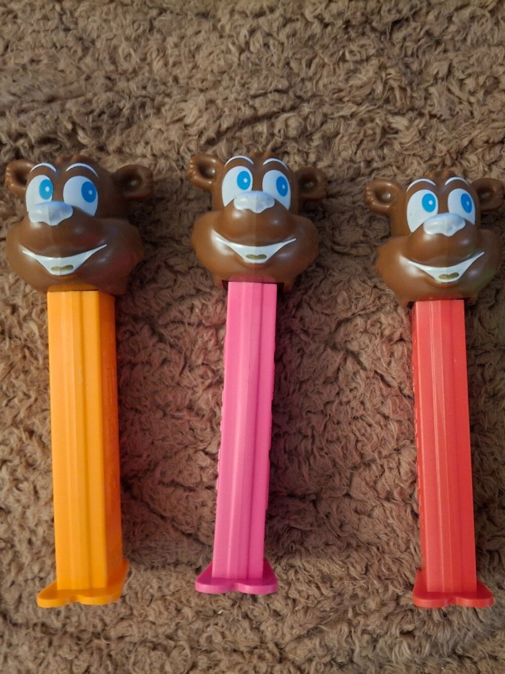 4x Misfit PEZ Brown Bear Set Icee Mold Neon Stems Retired 1990s Outlaw Lot
